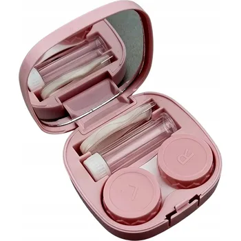 Pouzdro na mobilní telefon Pouzdro na Kontaktní Čočky Cestovní Sada 5v1 Krabička Pouzdro Růžové se Zrcátkem