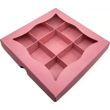 Dárková krabička Růžová ušatá dárková krabička s mřížkou na perníčky 15x15x2 cm