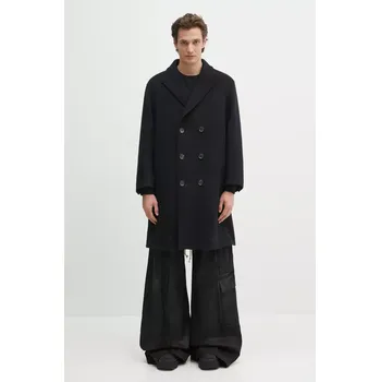 Pánský kabát Vlněný kabát Wacko Maria Double Breasted pánský, černá barva, přechodný, dvouřadový, 24FW-WMO-CO02, XL, 99X