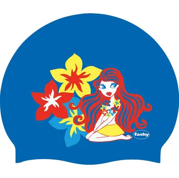 Plavecká čepice Dětská plavecká čepice Fashy 3047 S potiskem modrá OS (Univerzální velikost)