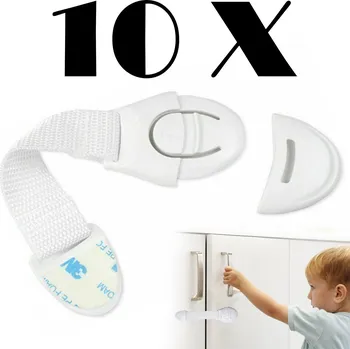 Obraz V2 ZÁBRANA ZÁSUVKOVÝCH SKŘÍNĚK BLOKÁDA NA NÁBYTEK DVEŘÍ PROTI DĚTEM 10 Ks