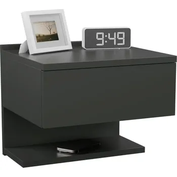 Noční stolek Noční stolek závěsný ComfortCove černý 1 šuplík moderní 35x31,5x30 cm