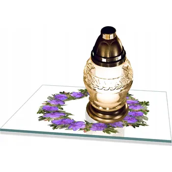 Obraz Podstavec na hřbitov Věnec Květiny pod HŘBITOVNÍ SVÍČKA tvrzené sklo 40x30 cm