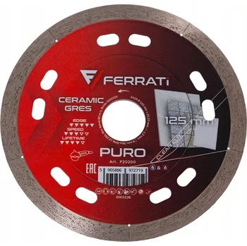 Řezný kotouč Diamantový kotouč na gres a keramiku PURO 125 mm Ideální řezání FERRATi