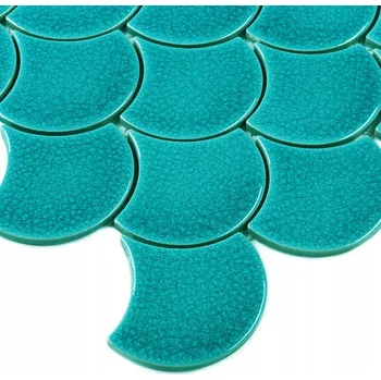 Dlažba DUNIN mozaika gresová Mini Fish Scale Bali, rybí šupina, tyrkysová