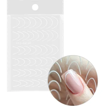 Samolepky nálepky na nehty, francouzská manikúra - linka úsměvu, 48ks, bílé STZ-CS169