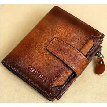 Peněženka Pánská hnědá kožená peněženka na zip s 5 přihrádkami na karty