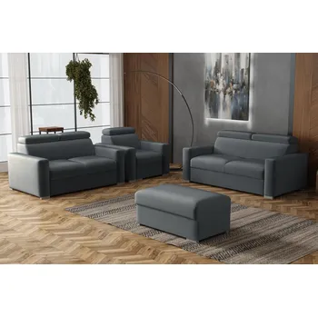 Taburet FALCO Sedací souprava Petrit 3+2+1+taburet Paros tmavě šedá