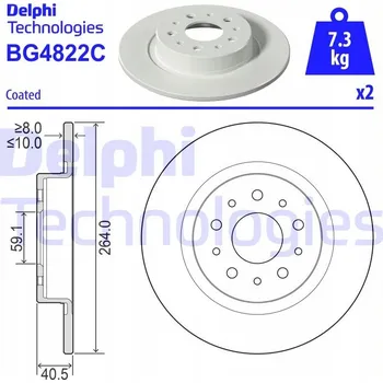 Zavěšení kol Delphi BG4822C Brzdový kotouč