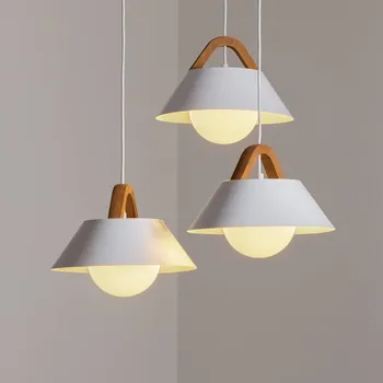 Luminex Závěsné světlo Funda, hnědá/bílá, Ø 64 cm, ocel/dřevo, 3-bodové. - Stříška - Ø 30 cm, výška 2,5 cm hnědá, bílá, opálová 3 x 15 W LED - Doprava zdarma