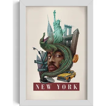 Obraz Obraz na zeď Retro styl New York Socha Svobody Brooklynský most 20x30 cm