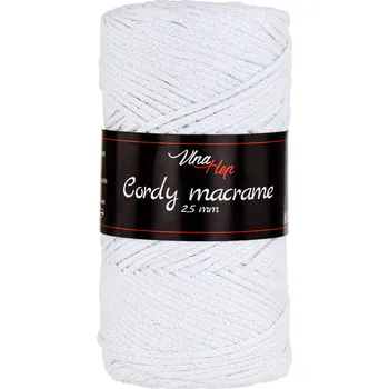 Příze Pletací / háčkovací příze Vlna-Hep CORDY MACRAME 2,5mm 8002 bílá, jednobarevná, 250g/160m