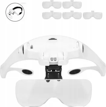 Lupa ČELOVÁ LUPA S LED OSVĚTLENÍM, BRÝLE, 2 LED DIODY + 5 ZVĚTŠENÍ