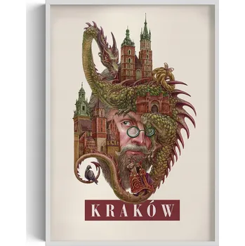 Obraz Rámeček s obrazem Vintage retro styl Krakov Mariánský kostel Drak 70x100 cm