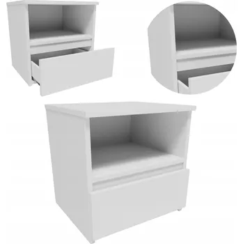 Noční stolek Noční stolek CL140BIA bílý 40 cm malý noční stolek regál komoda se zásuvkou