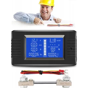 Měřič Napětí Proudu Výkonu Wattmetr 200V DC Ampérmetr 100A stejnosměrný proud