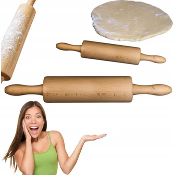 Váleček na těsto Mwood Dřevěný Váleček na Těsto 38 cm Odolný Lehký Pohodlný Bukové Dřevo