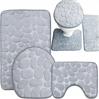 Koupelnová předložka Koupelnové předložky sada 3 kusů protiskluzové měkké šedé kamenné