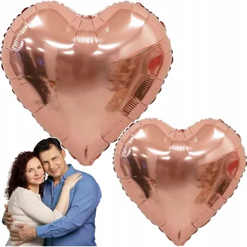 Balónek SUPER Fóliový Balón Srdce 45 cm 22302 Růžové Zlato
