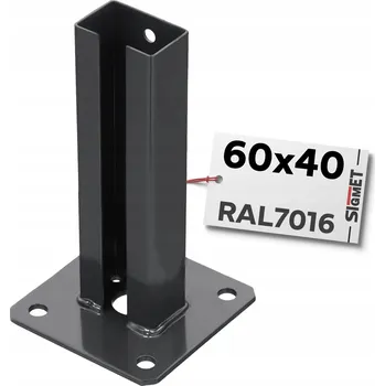 Patka sloupku panelového plotu 60x40, spojovací prvek RAL 7016