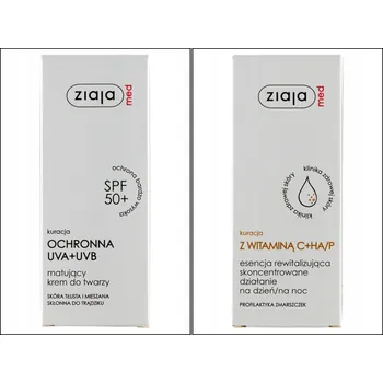 Pleťový krém ZIAJA Matující krém na obličej SPF50+ 30 ml + Kúra s vitamínem C+HA/P 30 ml