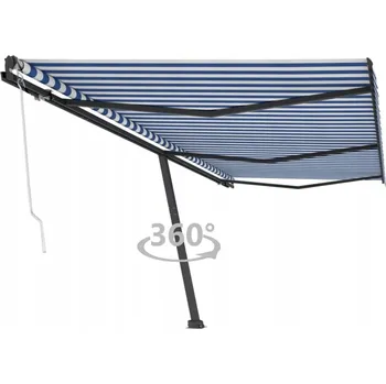 Stínicí technika Shumee Volně stojící automatická markýza 600 x 300 cm modro-bílá