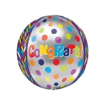Balónek Balón, fóliový koule "Congrats!" Orb 38x4