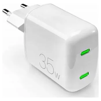 Puro MiniPro nástěnná nabíječka GaN - 2 x USB-C 35W PD nástěnná nabíječka (bílá)