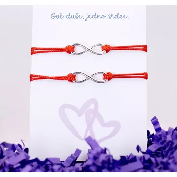Náramek Provázkové náramky pro páry z chirurgické oceli - NEKONEČNO Červené