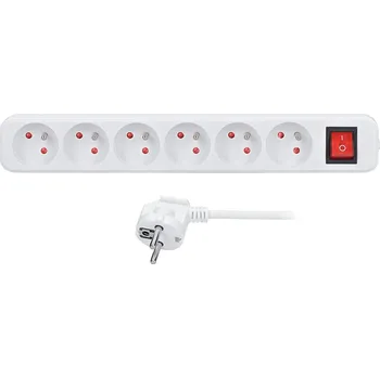 Počítač Solight prodlužovací přívod, 6 zásuvek, bílý, vypínač, 5m Bezdrátové nabíjení: Ne