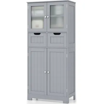 Komoda Příborník Costway šedý 30 x 60 x 128 cm