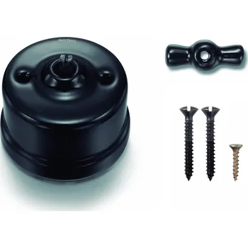 vypínač FONTINI by Font Barcelona Porcelánový vypínač povrchový Garby černý - doprodej porcelán: Vypínač č. 1, černá, klička: černá