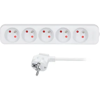 Prodlužovací kabel Solight prodlužovací přívod, 5 zásuvek, bílý, 3m Bezdrátové nabíjení: Ne