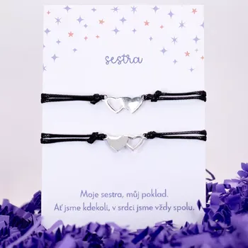 Náramek Provázkové náramky pro sestry - MINI SRDÍČKA