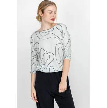 Dámská halenka Pratto dámské halenkové triko se vzorem do gumy krémové Velikost: 38