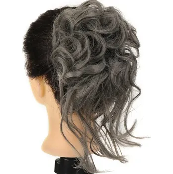 Kudrnatý drdol na gumičce s culíkem - Dim Gray