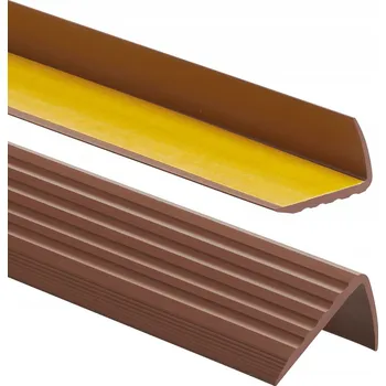 Stavební profil SCHODOVÝ PROFIL PVC Protiskluzový 41x25mm 1,10m Hnědý SAMOLEPICÍ