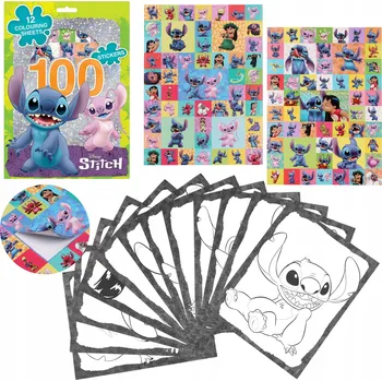 omalovánky DISNEY Stitch Sada na malování/kreslení, 100 samolepek + omalovánky