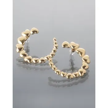 Náušnice Prosperk Elegantní náušnice z leštěné chirurgické oceli, řada srdíček, zlatá, nebo stříbrná barva