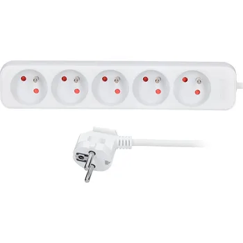 Prodlužovací kabel Solight prodlužovací přívod, 5 zásuvek, bílý, 2m Bezdrátové nabíjení: Ne