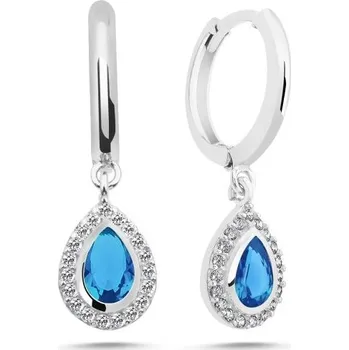 Náušnice Olivie Stříbrné náušnice KAPKA AQUAMARINE 9542 Ag 925; ≤2,5 g.