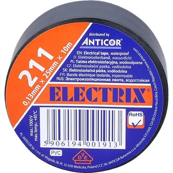 Izolační páska Solight izolační páska, 25mm x 0,13mm x 10m, černá