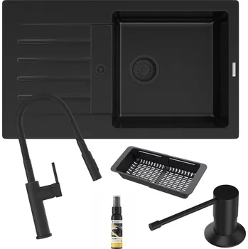 Granitový dřez Jednokomorový granitový dřez Granitan Trix, černý