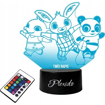 Dekorativní svítidlo LAMPKA na SKLE Pohádka Bing Postavičky 3D LED RGB + DÁLKOVÝ OVLADAČ 16 BAREV