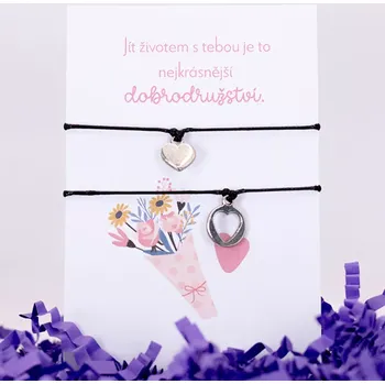 Náramek Provázkové náramky pro páry - PŘÍVĚSEK SRDÍČKO