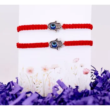 Náramek Provázkové náramky pro páry - HAMSA Červená