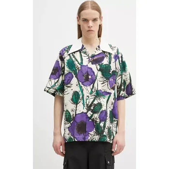 Pánská košile Bavlněná košile Wales Bonner Highlife Bowling pánská, fialová barva, relaxed, MS25SH08.CO06.0725, 52, 45X