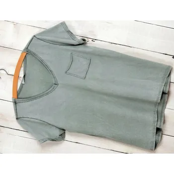 Dámské tričko Fashionweek Bavlněná halenka výstřih do V BASIC MD159 Barva: Khaki, Velikost: Universal