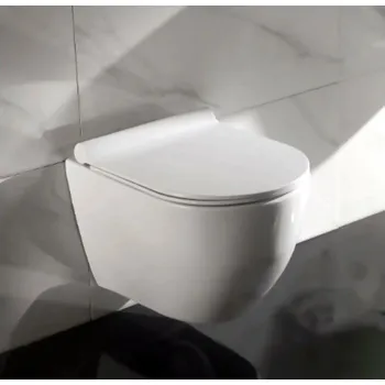 Klozet BESTECO Vortex Arco Rimless, závěsná WC mísa, vč. SoftClose sedátka, bílá (TR2196DF)