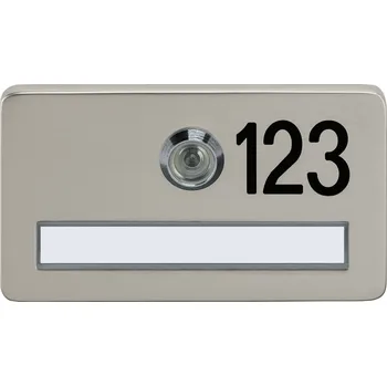 Dveřní kukátko GRUNDMANN FH-Jmenovka s kukátkem a gravír., tloušťka dveří 34-44, nerez mat